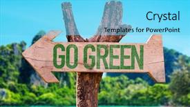  Presentation with green - Beautiful slides featuring environmental awareness recycling arrows - go green arrow with beach backdrop and a light blue colored foreground