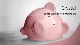  Presentation with light pink - Amazing PPT layouts having environmental banking - pink piggy bank in water backdrop and a light gray colored foreground