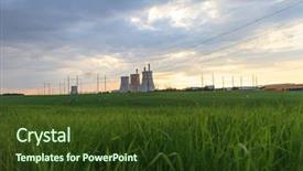  Presentation with energy - PPT theme featuring environmental conditions - energy station background and a tawny brown colored foreground