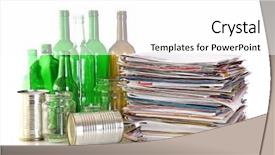  Presentation with metal recycling - Amazing theme having environmental conservation - glass bottles metal cans backdrop and a white colored foreground