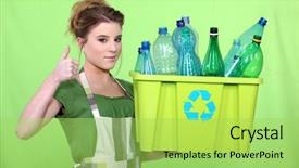  Presentation with insertion sorting - Slide set having environmental conservation - woman waist sorting background and a yellow colored foreground