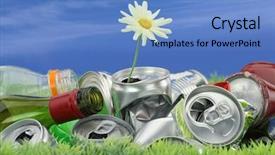  Presentation with daisy - PPT theme having environmental conservation concept garbage background and a teal colored foreground
