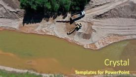  Presentation with issue - Cool new slide set with environmental-conservation-issue-machinery-mining backdrop and a coral colored foreground