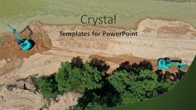  Presentation with environmental pollution - Presentation design enhanced with environmental-conservation-issue-machinery-mining background and a coral colored foreground