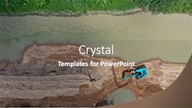  Presentation with issue - Colorful presentation enhanced with environmental-conservation-issue-machinery-mining backdrop and a violet colored foreground