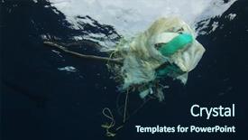  Presentation with ocean pollution - Beautiful theme featuring environmental damage - plastic pollution in ocean discarded backdrop and a wine colored foreground