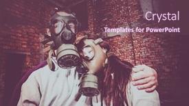  Presentation with disaster - Beautiful PPT layouts featuring environmental-disaster-couple-in-love backdrop and a tawny brown colored foreground