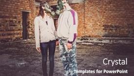  Presentation with disaster - Colorful slide set enhanced with environmental-disaster-couple-in-love backdrop and a dark gray colored foreground