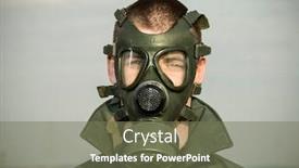  Presentation with disaster - Cool new slide set with environmental-disaster-man-wearing-gas backdrop and a violet colored foreground