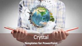  Presentation with history book - Colorful PPT layouts enhanced with earth history - guy with red book backdrop and a tawny brown colored foreground