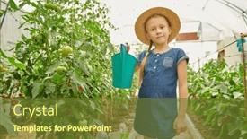  Presentation with greenhouse farm - Presentation theme having environmental-education-for-kids background and a tawny brown colored foreground