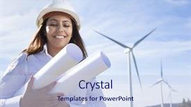  Presentation with environmental - PPT layouts featuring environmental engineer holding blueprints background and a sky blue colored foreground