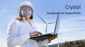  Presentation with mechanical engineering engineer tools - Presentation theme featuring environmental engineer with a laptop background and a light blue colored foreground