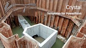  Presentation with excavation - PPT layouts with environmental engineering - excavation pit background and a tawny brown colored foreground