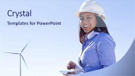  Presentation with engineering desk of civil engineer - Presentation theme with environmental engineering - female engineer working background and a sky blue colored foreground