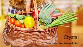  Presentation with environmental health - Audience pleasing PPT layouts consisting of environmental health - hands carrying shopping basket backdrop and a red colored foreground