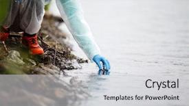  Presentation with environmental health - Slide set featuring environmental health - laboratory assistant takes water samples background and a light gray colored foreground