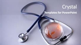 Presentation with environmental health - Presentation theme having environmental health - stethoscope next to glass globe background and a mint green colored foreground