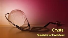  Presentation with patriotic healthcare - PPT theme consisting of environmental health science - global healthcare globe and stethoscope background and a tawny brown colored foreground