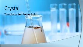 Presentation with environmental health - Slides consisting of environmental health science - testing water in laboratory closeup background and a light blue colored foreground