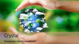  Presentation with environmental health - Presentation theme consisting of environmental health science - woman holding globe in her background and a coral colored foreground