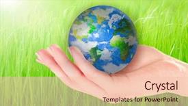  Presentation with green globe - Cool new slides with environmental health science - woman holding globe on her backdrop and a lemonade colored foreground