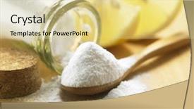  Presentation with baking soda - Slide deck enhanced with antacids - bottle of baking soda background and a blonde colored foreground