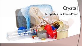  Presentation with water pollution garbage - Colorful PPT theme enhanced with inverter - full inverted garbage basket isolated backdrop and a white colored foreground