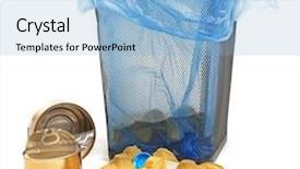  Presentation with garbage - PPT theme having garbage basket isolated on white background and a light blue colored foreground