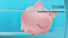  Presentation with saving water - PPT layouts with environmental banking - pink piggy bank in water background and a light blue colored foreground