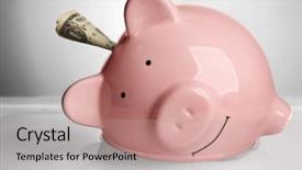  Presentation with piggy bank - Presentation enhanced with environmental banking - pink piggy bank with banknote background and a coral colored foreground