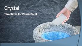  Presentation with bin - Presentation theme consisting of woman throwing phone into stone bin on street background and a dark gray colored foreground