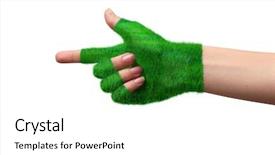  Presentation with concept - Colorful slide deck enhanced with environmental indicators - go green concept hand backdrop and a white colored foreground