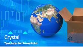  Presentation with shares - Colorful slide deck enhanced with environmental indicators - planet earth and brown box backdrop and a teal colored foreground