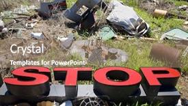  Presentation with environmental issues - Amazing presentation having environmental issues - word stop lying amongst junk backdrop and a coral colored foreground