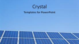  Presentation with solar power plant - Beautiful presentation design featuring renewable alternative solar energy solar backdrop and a light blue colored foreground