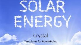  Presentation with solar energy - PPT layouts consisting of solar energy cloud word with a blue sky background and a light blue colored foreground