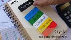  Presentation with wood - Cool new presentation theme with pestle analysis - wood bar for pestel anaysis backdrop and a light blue colored foreground