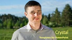  Presentation with one young man exercising handball - Presentation theme enhanced with environmental management - portrait of young man outdoors background and a tawny brown colored foreground