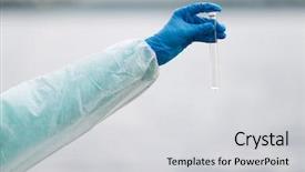  Presentation with test - PPT layouts enhanced with groundwater - photo of hand with test-tube background and a light gray colored foreground