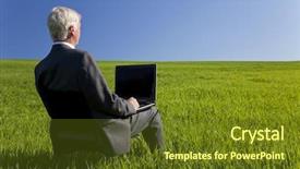  Presentation with blue business - Audience pleasing presentation theme consisting of environmental monitoring - business concept shot showing backdrop and a tawny brown colored foreground