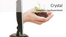  Presentation with sprout - Slide deck with environmental monitoring - hands with a sprout background and a white colored foreground