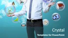  Presentation with earth pollution - PPT layouts consisting of environmental pollution - holding a glowing earth globe background and a ocean colored foreground