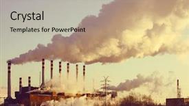  Presentation with environmental pollution - PPT layouts enhanced with environmental pollution - power plant with smoke background and a mint green colored foreground