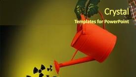  Presentation with water color hands - Cool new PPT theme with environmental pollution concept hands pouring backdrop and a tawny brown colored foreground