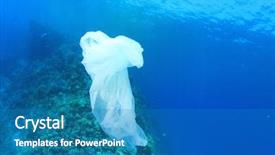  Presentation with plastic pollution - PPT layouts enhanced with environmental pollution problem - plastic bag background and a teal colored foreground