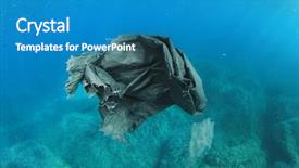  Presentation with sea plastic - Slide deck with environmental pollution problem plastic bag background and a teal colored foreground