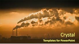  Presentation with heavy industry - Colorful PPT layouts enhanced with environmental problem - heavy industry in the middle backdrop and a tawny brown colored foreground