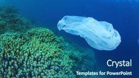  Presentation with coral reef - Slide deck consisting of environmental problem - plastic trash background and a ocean colored foreground