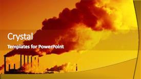  Presentation with smoking - PPT theme consisting of environmental problem - smoking plant and blue sky background and a crimson colored foreground